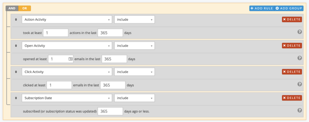 A sample ‘actives’ query in Action Network.