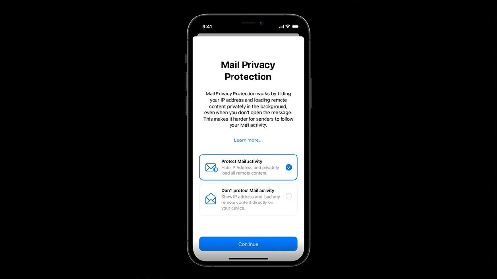 An image of an iPhone with the Mail Privacy Protection feature on the screen.