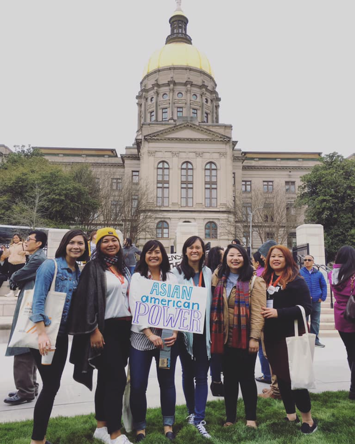 Advancing Justice-Atlanta and partners at a rally in front of the Georgia State Capitol.