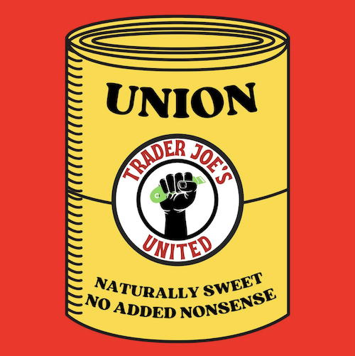 A can of corn with the words "Union, naturally sweet, no added nonsense" with the Trader Joe's United logo