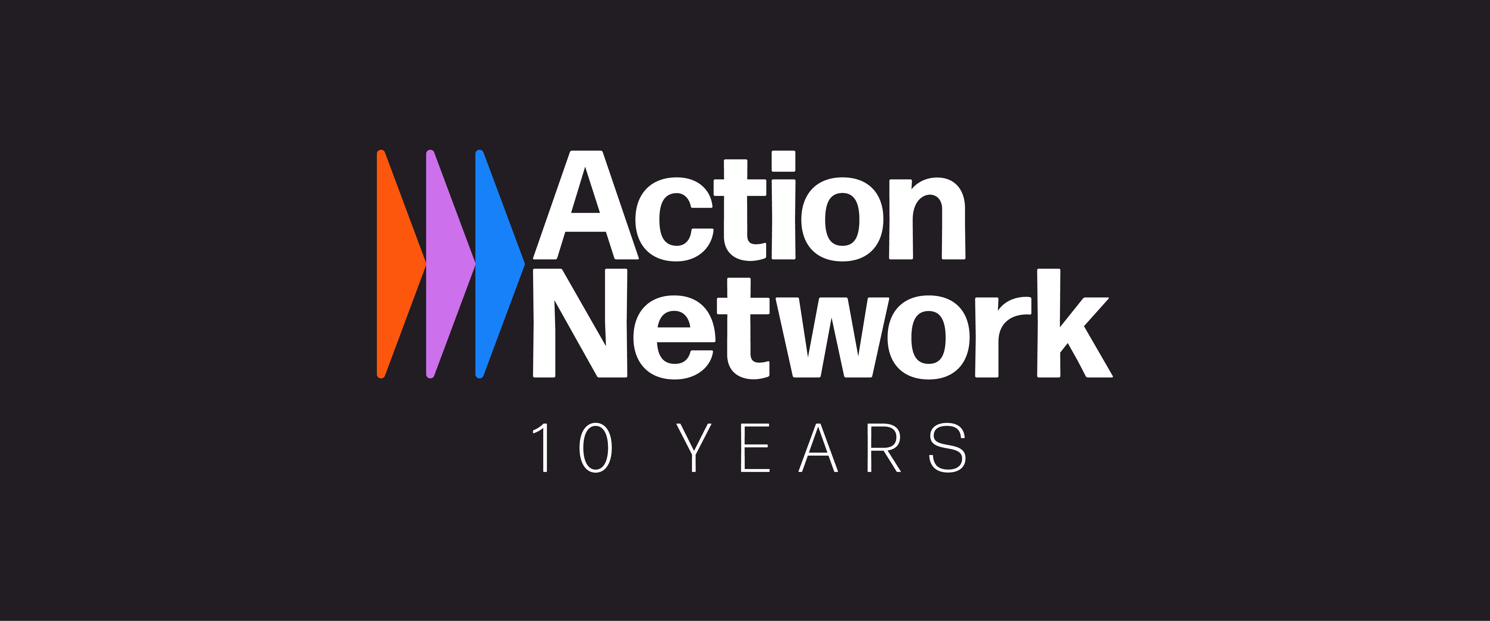 The 10-Year Anniversary version of the Action Network logo