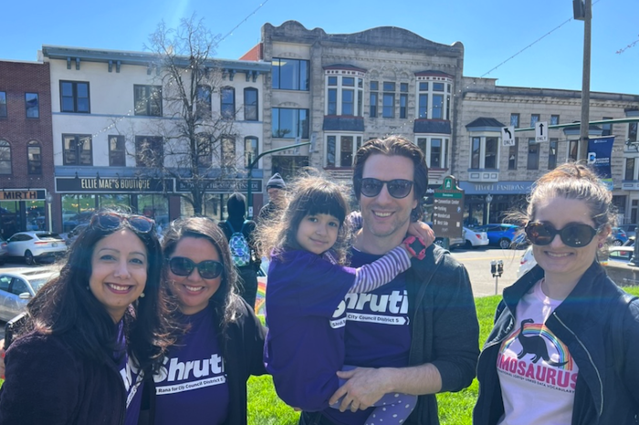 Natalia posing with volunteers for the Shruti for Bloomington City Council campaign